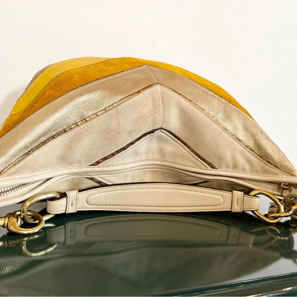 Vintage Coach Suede and Leather Chevron Hobo bag - Picture 9 of 10